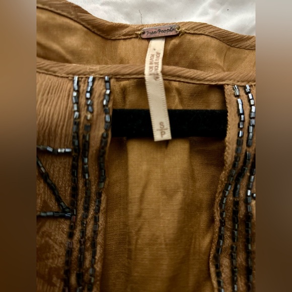 Free People Love Story Party Boho Dress – Brown/Gold Metallic Beaded – Small - Picture 14 of 16